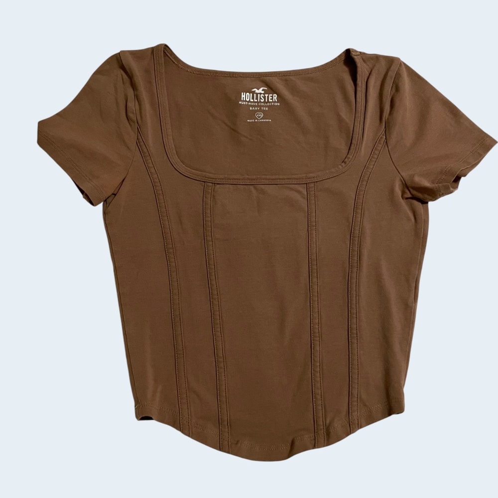 Hollister Women's Tan Corset Baby Tee
